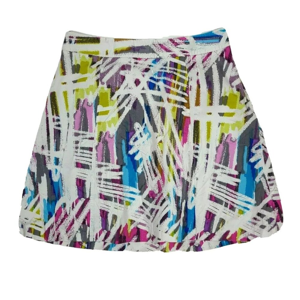 Lane Bryant Skirt Womens Plus Size 18‎ White Multicolored Side Zipper A Line